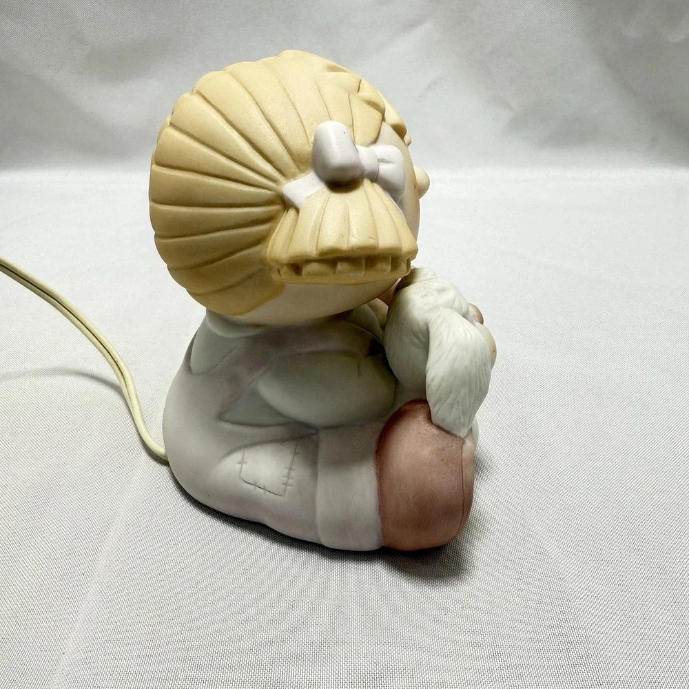 Vintage 90's Bumpkins‎ Girl With Dog Nightlight Enesco Fanrizio Pastel Bisque